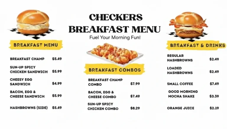 Checkers Breakfast Menu with Prices